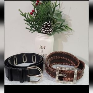 2 pcs for $10 DANIER, &  Guess genuine leather belts. S, Silver tone hardware